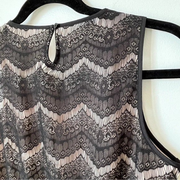 NWOT Ann Taylor Loft Lace Peplum Sleeveless Top XS Petite Black Cream/Blush Pink - Picture 7 of 12